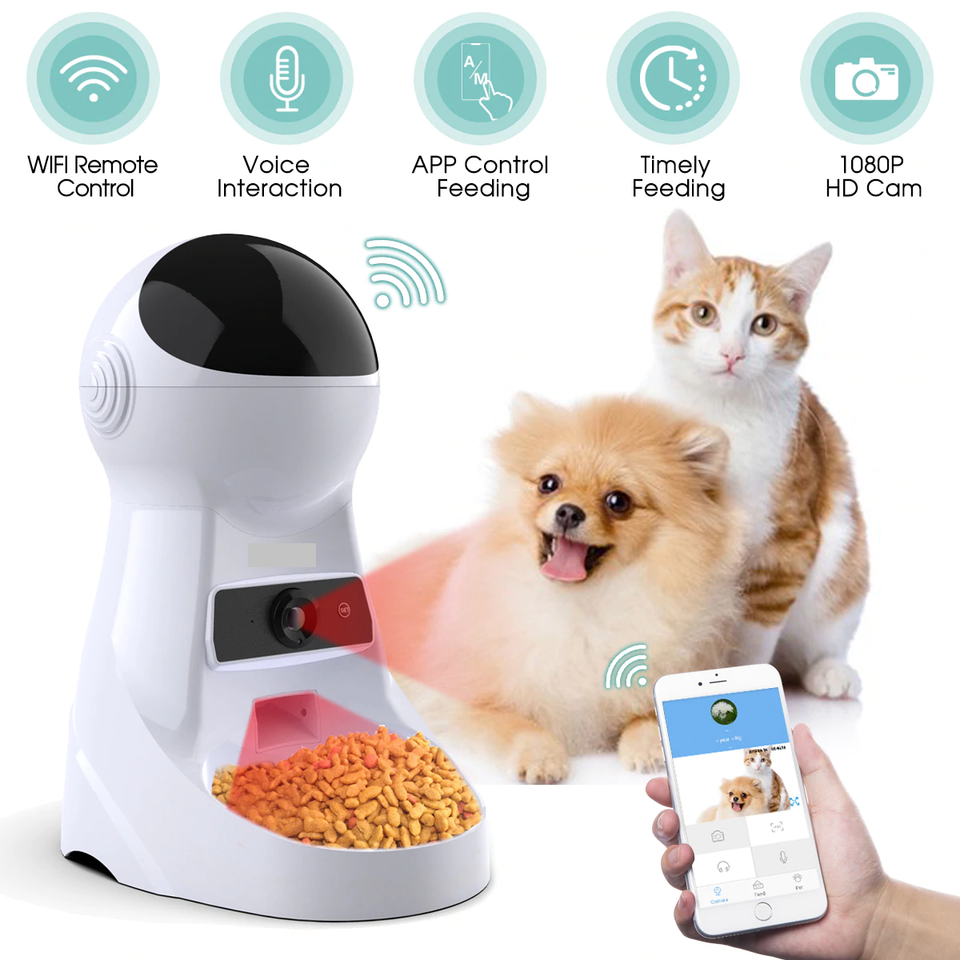 Alimentador automático para mascotas con Wifi, cámara HD y App móvil
